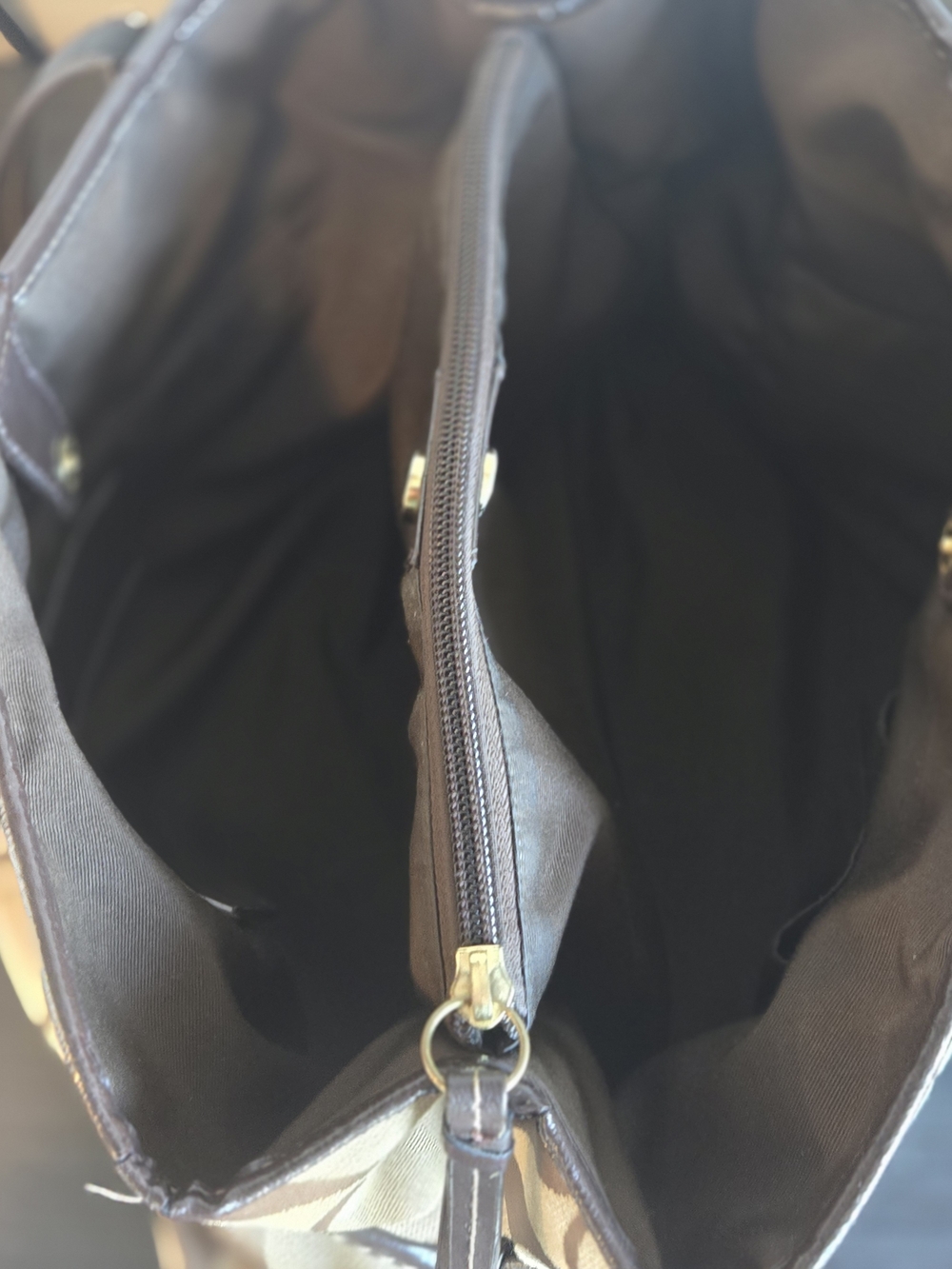 Coach Brown Signature Canvas Shoulder Tote - Picture 5 of 8